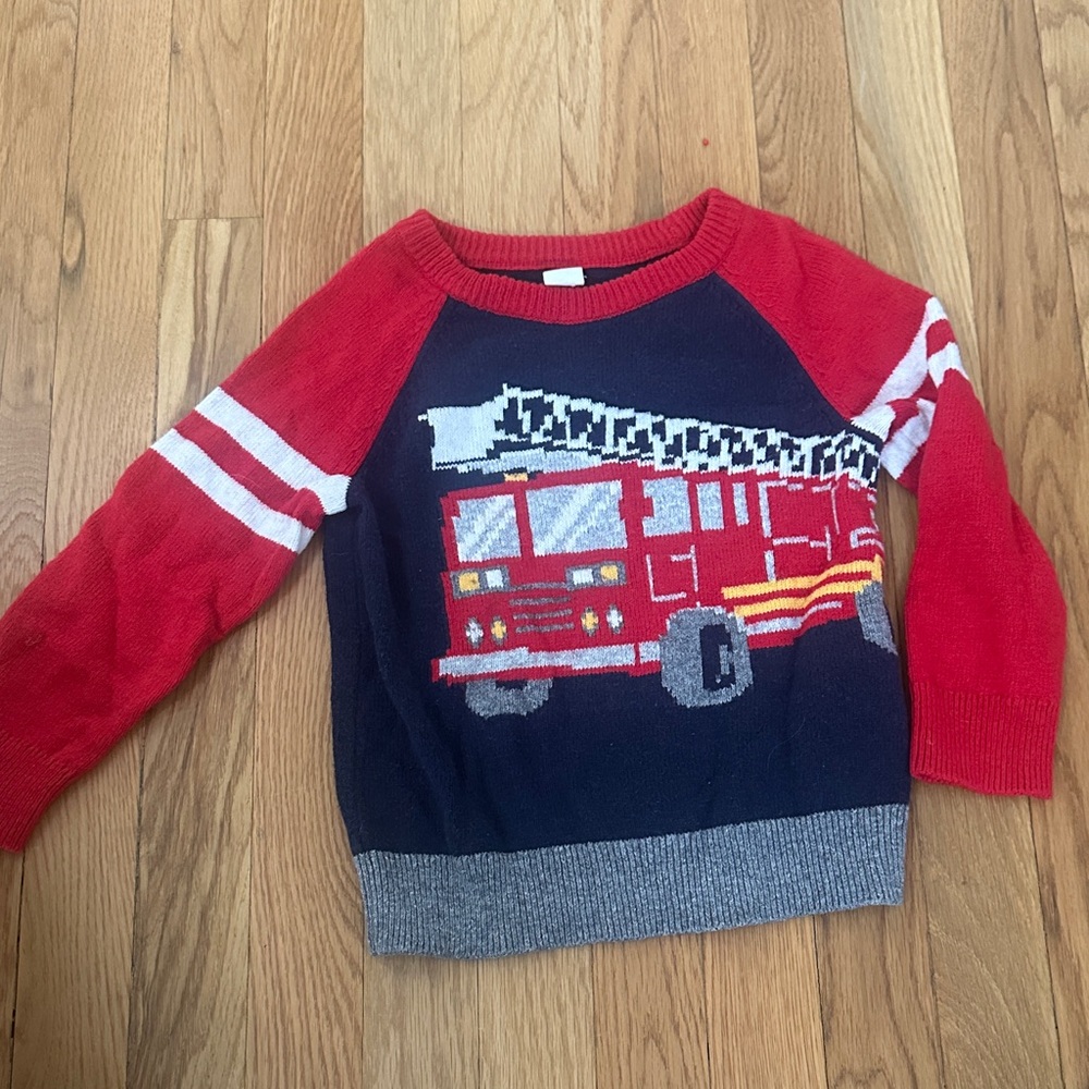 GAP Red and Navy Fire Engine Kids Sweater